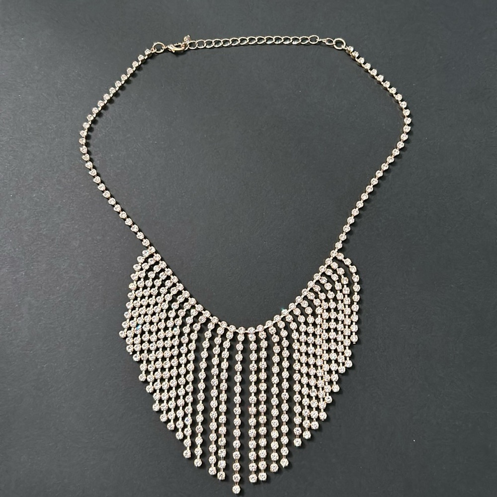 Glass Bib Crystal Statement Necklace and Earrings - Picture 4 of 10